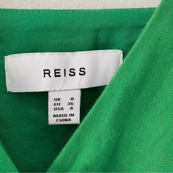 Reiss Esme Green Linen Sheath Dress with Pockets NWOTS size 4 - Picture 12 of 12